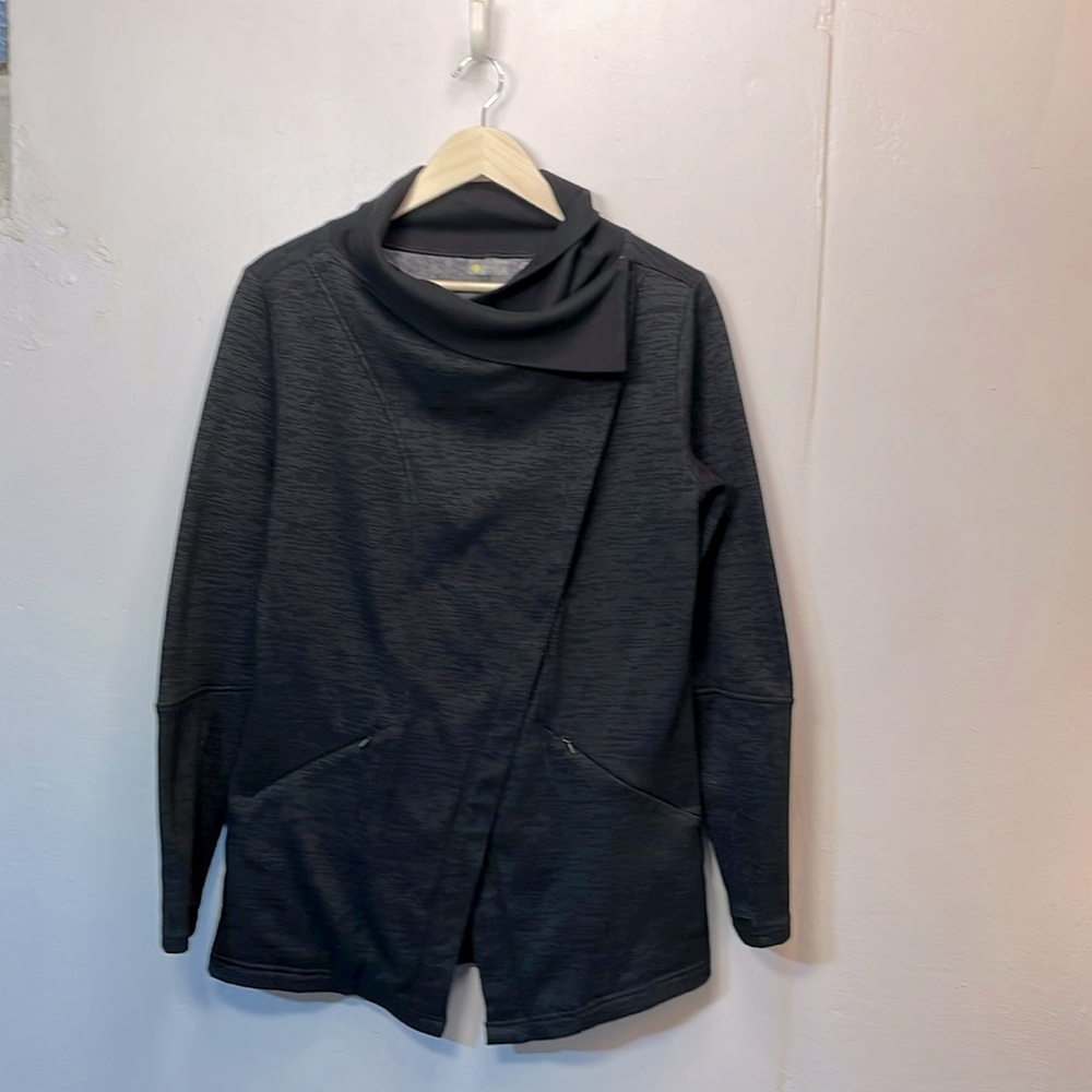 Zella Black Cross-over Collar Oversized Athletic Jacket M. #0023